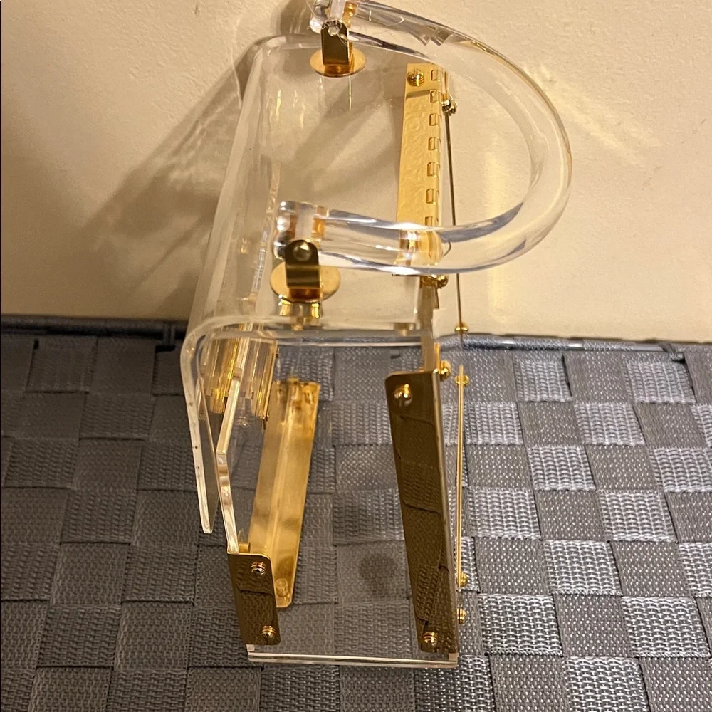 Elegant Clear Handbag with Gold Accents - Picture 3 of 5